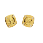 Tg2225-Gold plated gents coin earrings- Gift box included