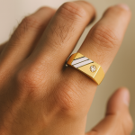 Tr609-Gold plated gents ring - Image 2