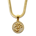 Tg3831-Gold plated aum pendant and chain in a free gift box